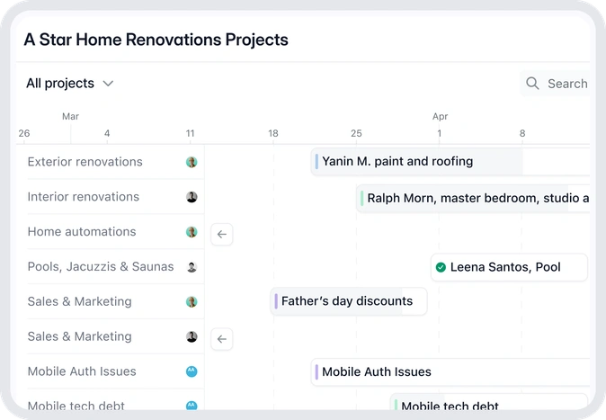 Illustration of a project manager dashboard within Wonderly showing project details, tasks, and progress